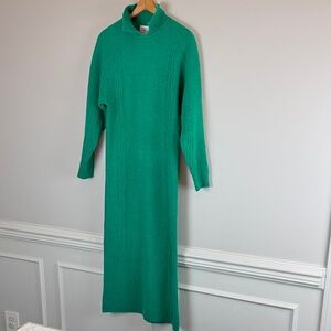 Talbots green sweater dress women’s size medium 70% lambswool
